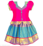 Red & gold cotton lehenga choli set, Latest Original Saranya Double Rich Pattu Pavadai, traditional Indian festive wear