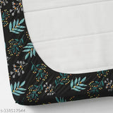 Elastic fitted double bedsheet with 2 pillow covers (90x90 inch, 78 x 72 inch elastic), multi-color cotton blend, botanical print, 250 thread count. Ideal for adult use in summer, machine washable