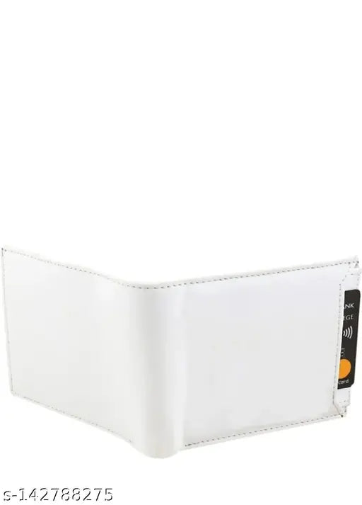 Stylish faux leather wallet (WHITE), contemporary men's artifact with 2 compartments, ideal for daily use or travel