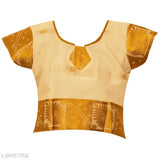 Cotton Silk Kids Girls Kerala Radha Pattu Pavada Lehenga Choli with Waist Belt and Netti Chudi, traditional Indian attire in block-stitch pattern