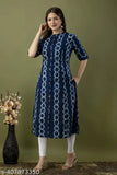 Rayon A-line kurti, beautiful solid print, three-quarter sleeves, women's clothing, Indian fashion
