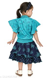 Bright cotton blend print kaftan dress for girls, 6-7 Years to 8-9 Years, comfortable casual or party wear, Indian kids clothing