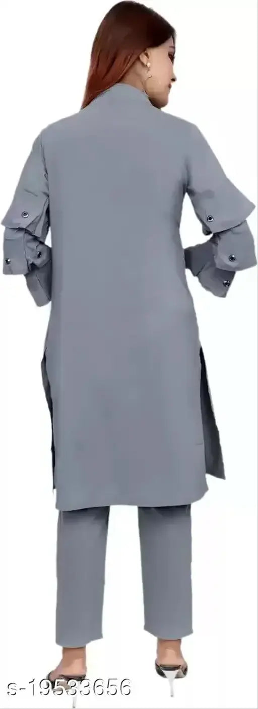 Cotton blend solid-colored women's three-piece dress with shrug, perfect for a casual occasion