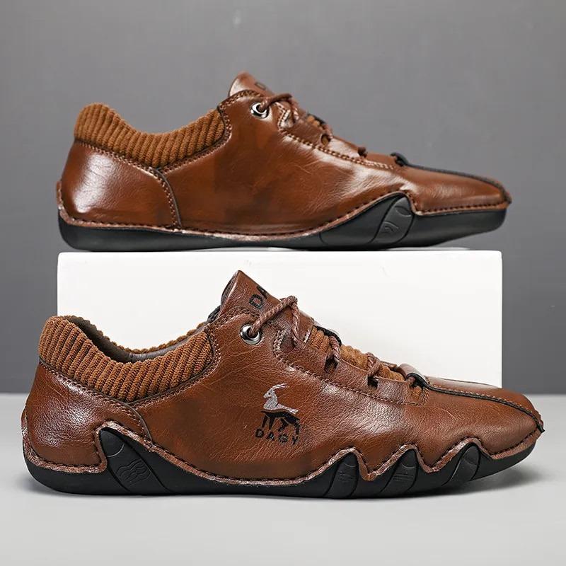 Trendy brown PU leather casual shoes for men, UK/IND size 6, US size 7, EUR size 40, lace-up closure, suitable for casual occasions