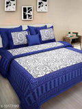 Cotton double bed sheets, 4-pillowcover pack with 160 thread count, Queen size, made in India