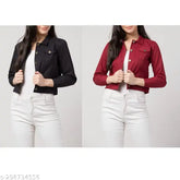 Denim jackets combo for kids girls, 2-piece set in solid colors, stylish and functional for versatile outfits