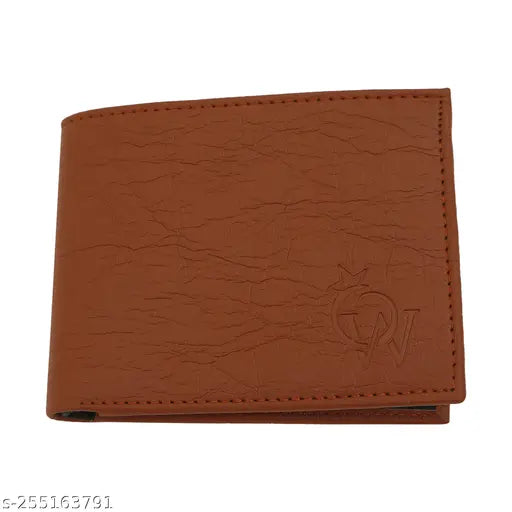 Genuine leather wallet for men - brown faux leather, 5 compartments, free size (12cm x 10cm) - classic handcrafted accessory from Winwon, made in India