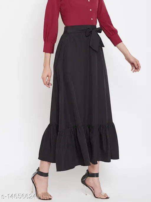 Polyester polka dot flared skirt, striped pattern and waist size 26, 28, 30, 32, 34, 36, Made in India