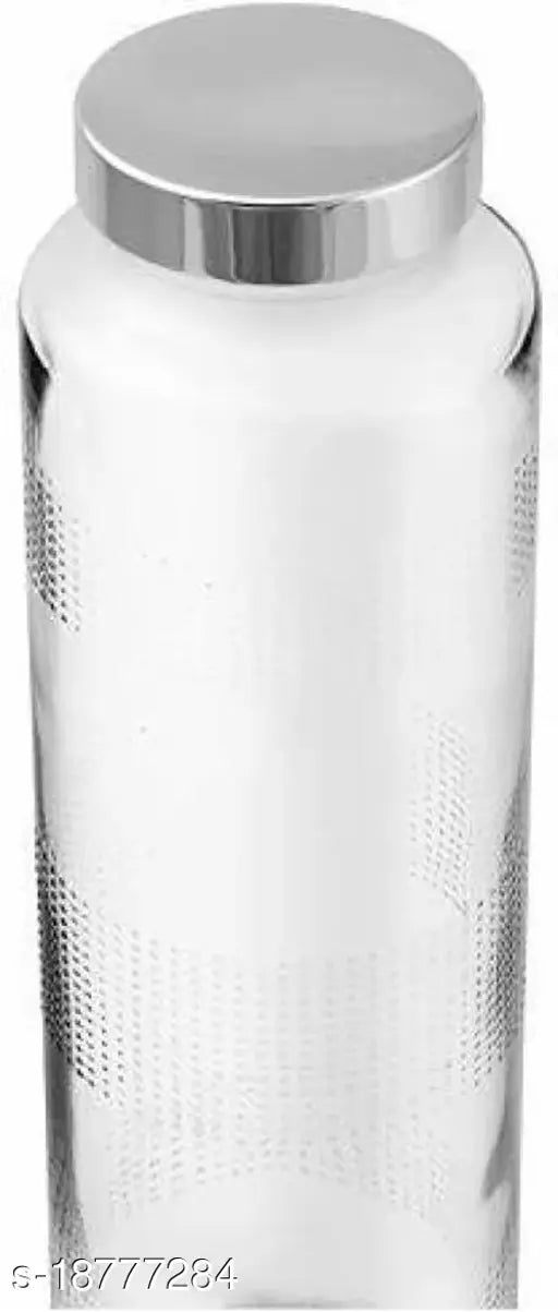 Transparent clear glass water/milk/juice bottle with lid, 750ml, Round-RT601 - Pack of 1 in white, ideal for home or office use