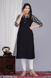 Women's printed viscose rayon sleeveless straight kurta, Indian style fashion on mannequin