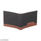 Striped PU leather bi-fold wallet with 9 card slots, 2 currency pockets, secret compartments, coin pocket, ID window, zippered interior, & polyester lining - Men's wallet for all occasions
