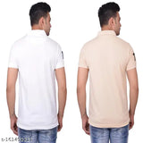 Cotton Premium Polo Neck T-shirts (2 pack), solid design with pockets, men's clothing from La Mialno, India