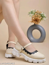 Synthetic cream Mary Janes (Bellies) - round toe with buckle fastening & white lace detailing for women & girls, made in India