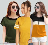 Cotton blend color block half sleeve party tops (3-pack) - women and girls fashion from D CROP, India