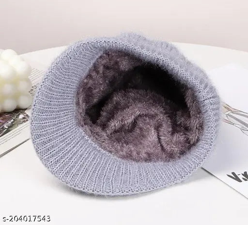 Assorted wool beanie hats, lightweight dome style in autumn colors, perfect for outdoor winter wear