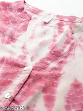 Pink viscose rayon slub loose fit shirt, tie-dye pattern, versatile casual wear