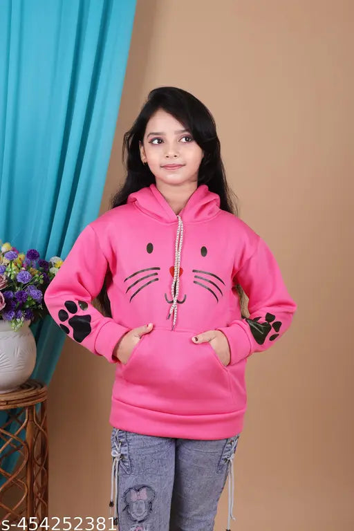 Wool girls hoodie set, printed net pattern, long sleeves, quality clothing for regular use. Girls hoodies sized 9-16 years, origin India