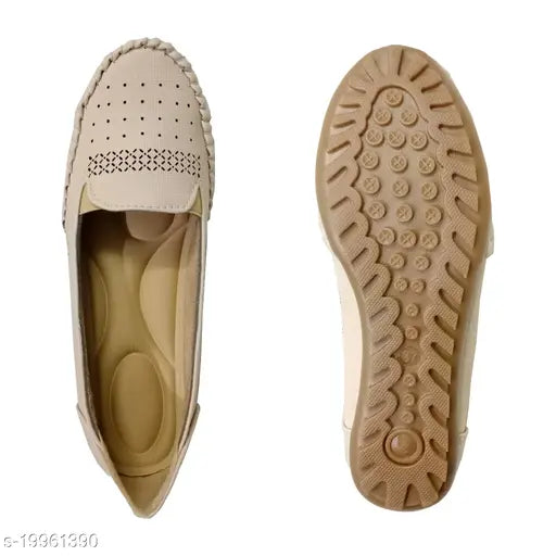 Cream synthetic Saanvishubh casual ballerinas for women & girls - trendy closed back style, perfect for events or everyday wear