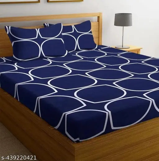 Double bed elastic fitted cotton bedsheets, pack of 1, 220 thread count, India