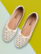 Synthetic leather Moonwalk Bellies cream flats for women - trendy casual footwear, perfect for dining out