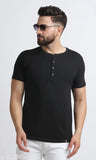 Trond Men's cotton blend solid half sleeve henley t-shirt, available in sizes S-XXL