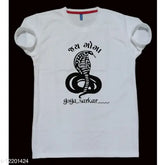 Men's cotton blend Goga short-sleeve t-shirt, printed design on front, size M (38in chest, 27in length)