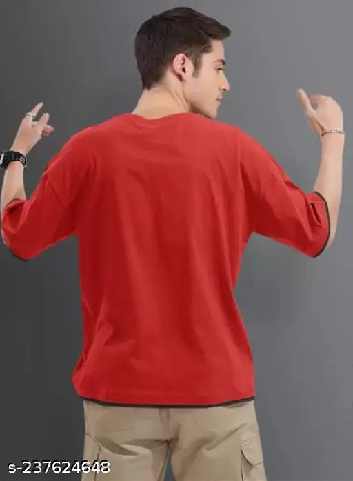 Emerald cotton blend loose fit t-shirt, three-quarter sleeves, durable stitch & quality finish for men's fashion