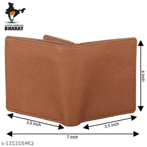Brown faux leather men's wallet, 2 compartments, matte finish