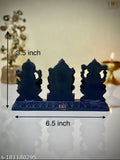 Gold Lakshmi Ganesh Saraswati idol, Indian poly resin figurine for home decor and gifting