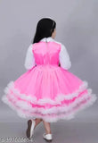 Maher net dress for girls, below knee festi solid style, kids partywear combo