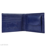 Blue artificial leather Walauk Men's wallet with 3 card slots, solid design and two hidden pockets