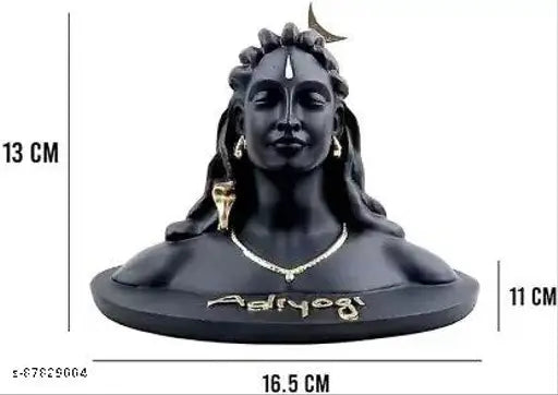 Miniature resin Adiyogi Shiva meditating Mahadev triple tilak statue for gifting, car dashboard, home decor or temple. Indian-made, 10.5 cm tall and 6.5 cm wide