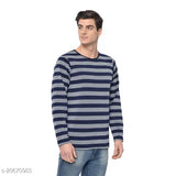 Multicolor cotton blend long-sleeve men's colorblocked round t-shirts pack 2 - India