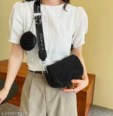 Black PU rhinestone-embellished mini square bag with coin purse, ideal for women/girls