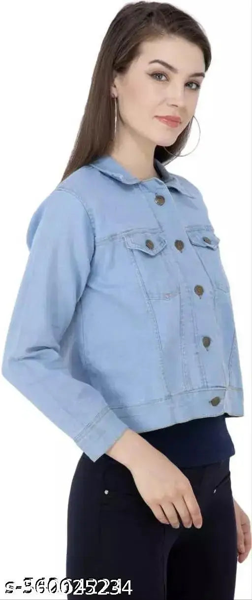 Denim solid-colored trendy regular fulseelves jacket with long sleeves, made in India