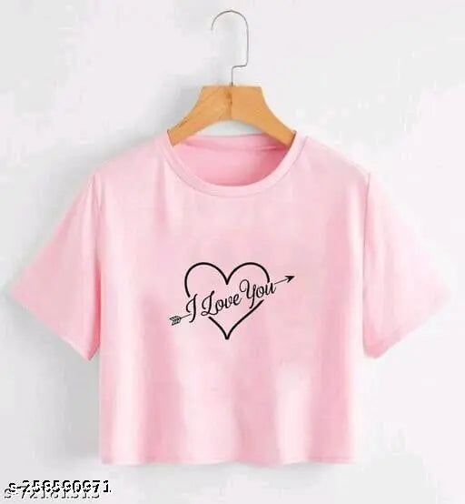 Premium cotton blend crop top with printed design, short sleeves and Indian origin