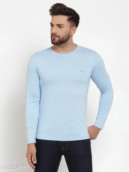 Cotton blend solid-color UNICOPS full sleeve T-shirt, long sleeves for men and women, sizes L & XL, origin India