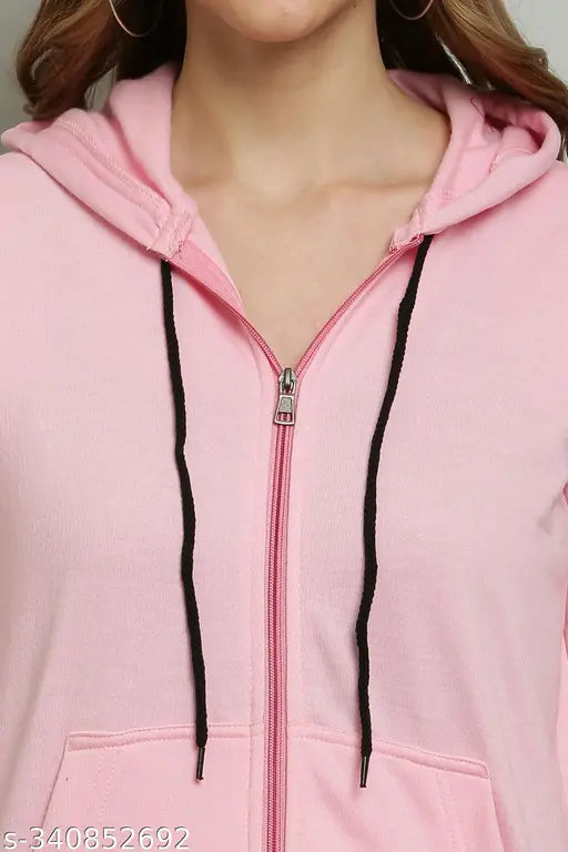 Stylish fleece jacket (solid), long sleeves, S-XXXL sizes, made in India