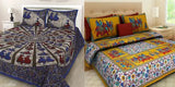 Stylish cotton printed double combo bedsheet offer, 4 pillow covers, 144 thread count, queen size from spangle, India