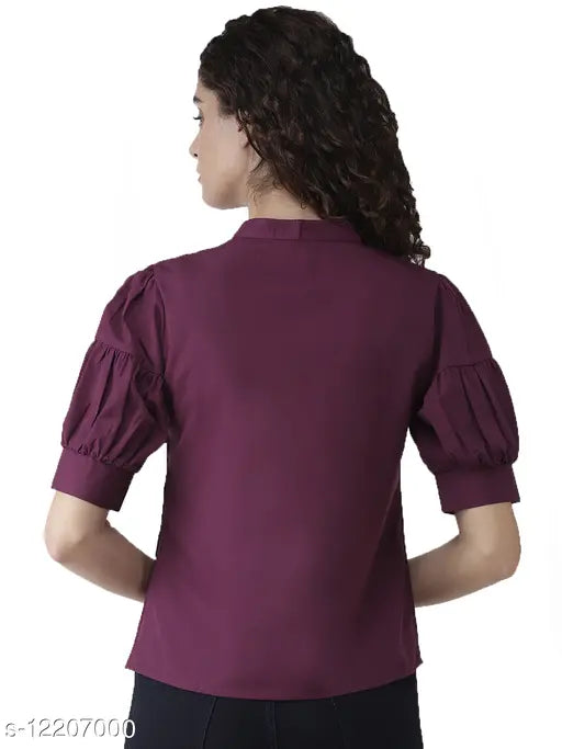 Aubergine solid top, women's fashion from India, Style Quotient