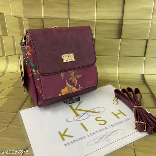 Premium quality sling bag, faux leather pink, free size, Indian-made accessory