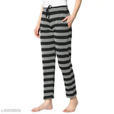 Black cotton blend straight-fit trousers for women, self-designed pattern. (Size 36, waist 32", length 39")