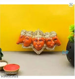 Ceramic Panchmukhi Hanuman Ji idol, exquisitely detailed, compact 7x4 inches, India origin