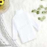 Cotton winter pullover turtle neck sweater for newborn babies (White), warm and comfortable high neck innerwear for boys and girls