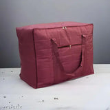 Maroon parachute material double bed blanket cover with transparent window, dimensions 70*50*33 cm for underbed clothes storage