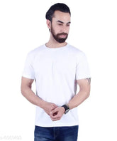 Fancy cotton blend solid-color men's t-shirt, short sleeves - Indian origin