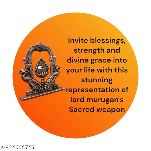 Copper Plated Murugan OM Vel Peacock Idol, Indian artisan-crafted, spiritual car dashboard decor