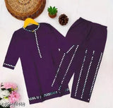 Trendy viscose rayon Aari mirror-work kurta Palazzo set, solid net for beautiful women with three-quarter sleeves