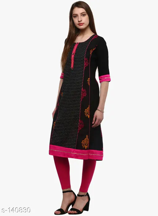 Cotton three-quarter sleeve printed kurti, trendy casual Divena women's style - India