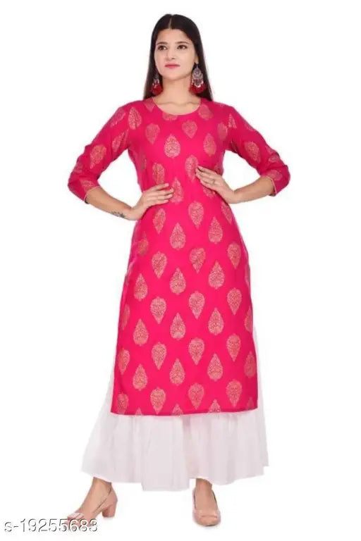 Rayon printed kurti with sharara, three-quarter sleeves, affordable ethnic women's fashion from India